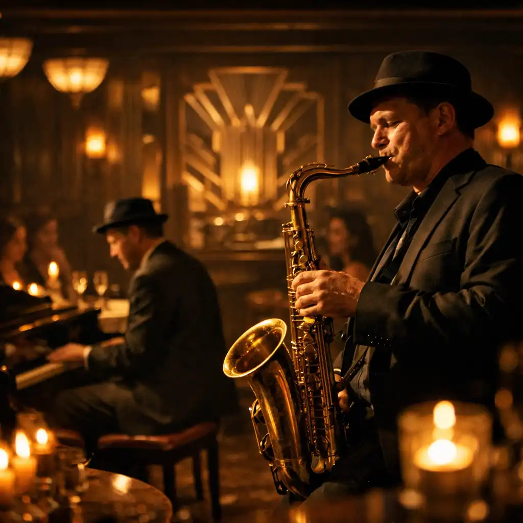 Zespół jazzowy grający podczas eleganckiego wieczoru