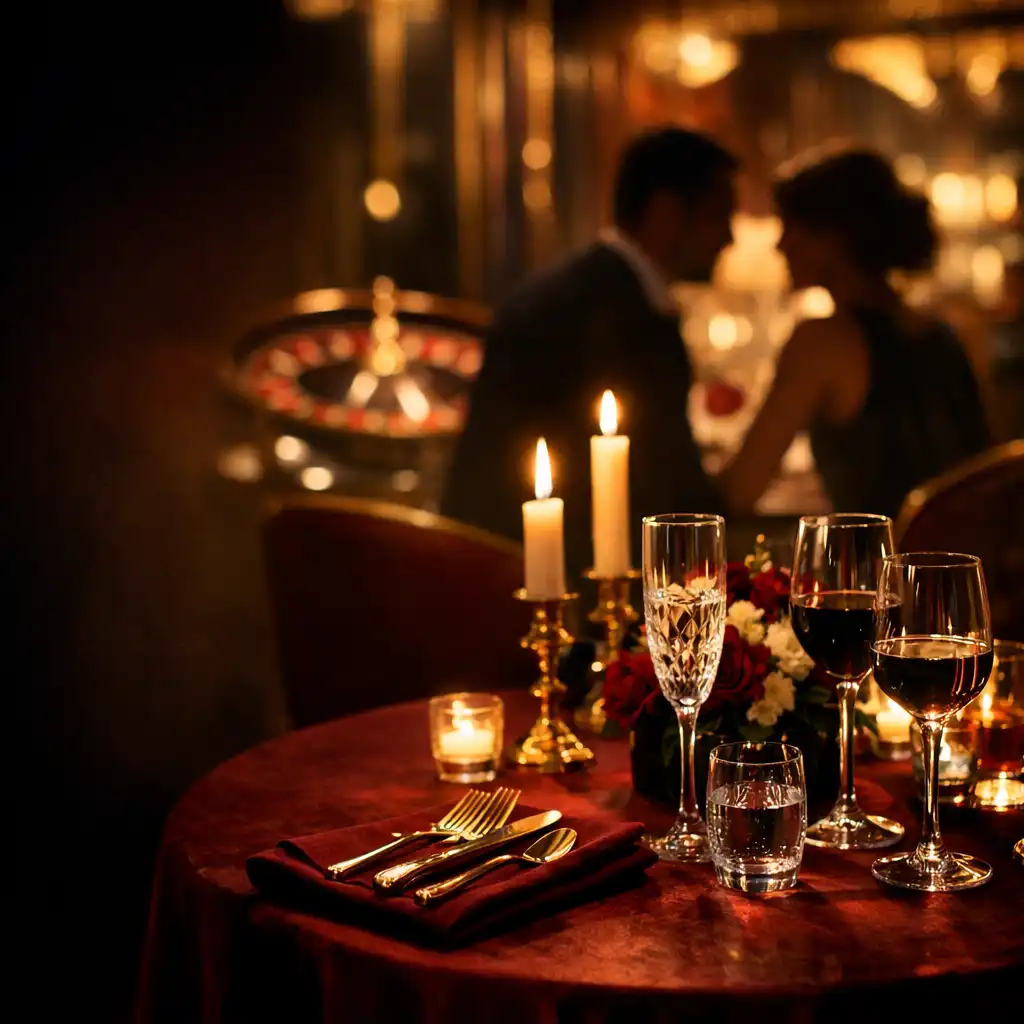 Elegancka kolacja przy świecach w luksusowej restauracji